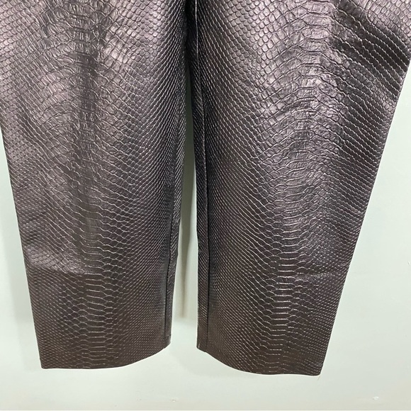 Aritzia Wilfred Melina Pant Snakeskin Croc Faux Vegan Leather Pants Ankle Sz 4 - Picture 3 of 7